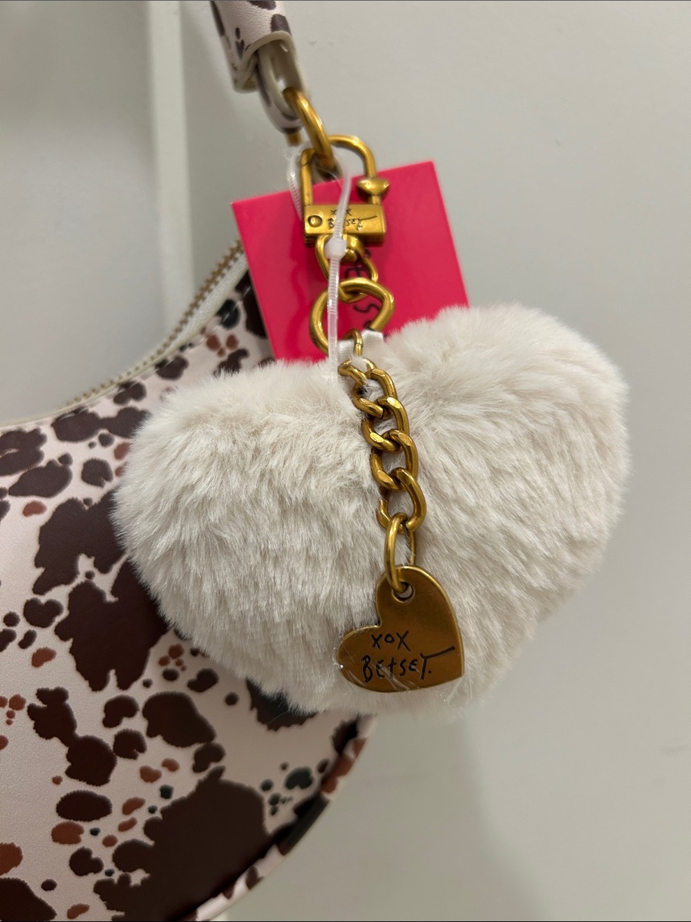 Betsey Johnson (NWT) Brown Cow Print Crescent Shoulder Bag - Picture 4 of 13